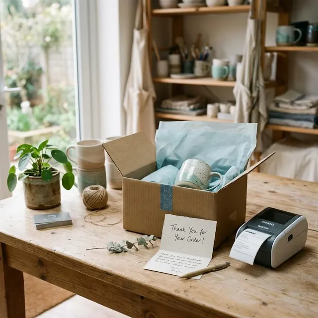 A small shop owner’s package ready to ship